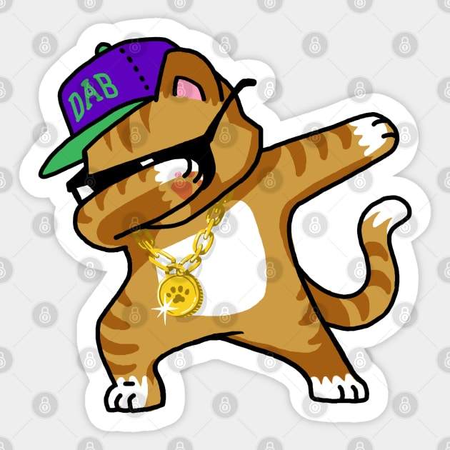 Dabbing Cat Funny Shirt Dab Hip Hop Dabbing Kitten Sticker by vo_maria